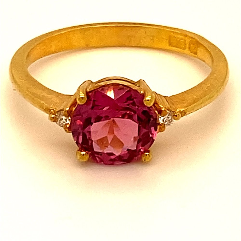 Red Mahenge Spinel 1.66ct Diamonds 18K Gold Ring